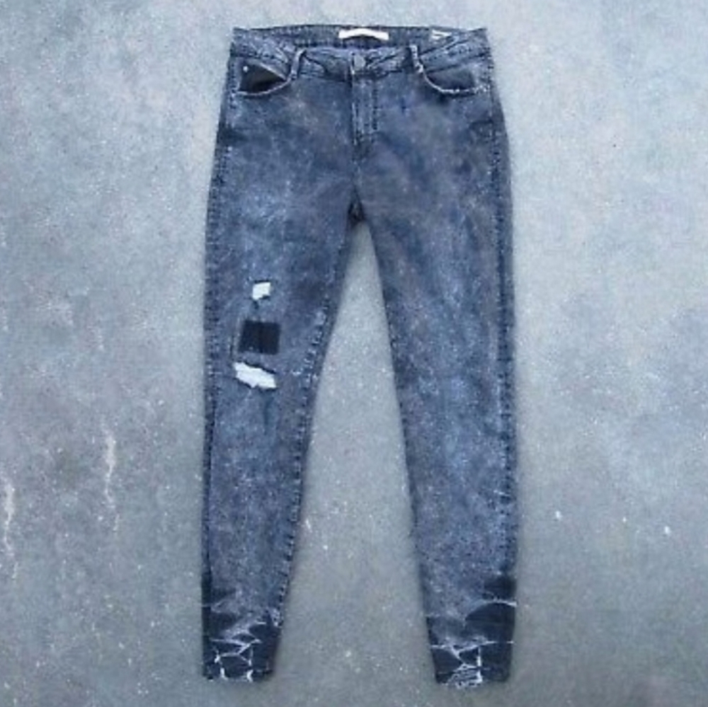 ZARA Distressed Patch Jeans